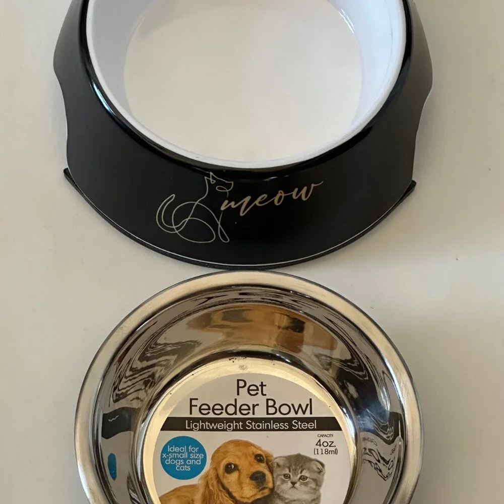 Small Pet Feeder with Stainless Steel Bowl, Non-Slip Base, 10.6 Ounce Capacity